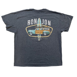 Ron Jon Surf Shop Shirt Mens XL Charcoal Heather Graphic Woody Wagon Surf Fader